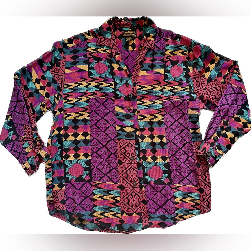 Vintage Eddie Bauer Pattern Button Shirt Medium